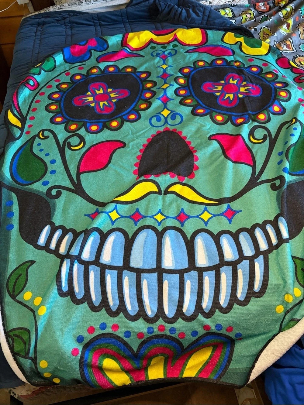 Dead of the dead sugar skull beach towel